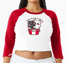 Load image into Gallery viewer, Kitty Friends Cuddling Raglan 3/4 Sleeves Graphic Apparel PREORDER