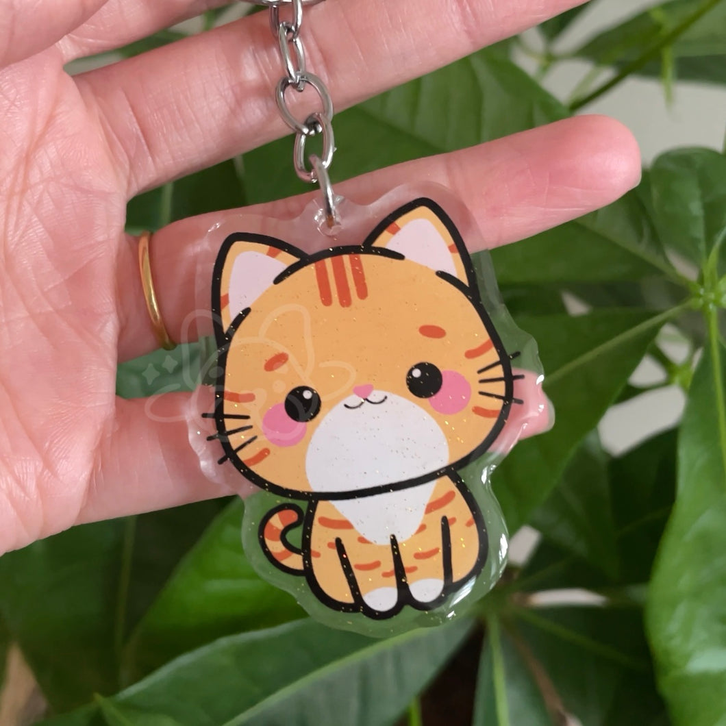 Orange Tabby Cat Acrylic Pet Keychain
