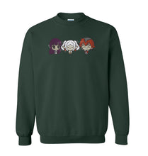 Load image into Gallery viewer, Trio of Grumpy, Elf Granny, and Scaredy Cat Handmade Embroidered Graphic Apparel