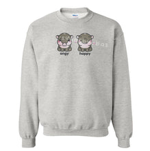 Load image into Gallery viewer, Angy + Happy Moo Deng Hippo Embroidered Graphic Sweatshirt/Hoodie