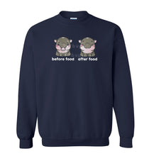Load image into Gallery viewer, Before + After Moo Deng Hippo Embroidered Graphic Sweatshirt/Hoodie