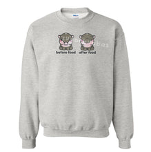 Load image into Gallery viewer, Before + After Moo Deng Hippo Embroidered Graphic Sweatshirt/Hoodie