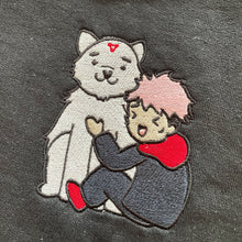 Load image into Gallery viewer, Dog + Pink boy Chibi Handmade Embroidered Graphic Apparel