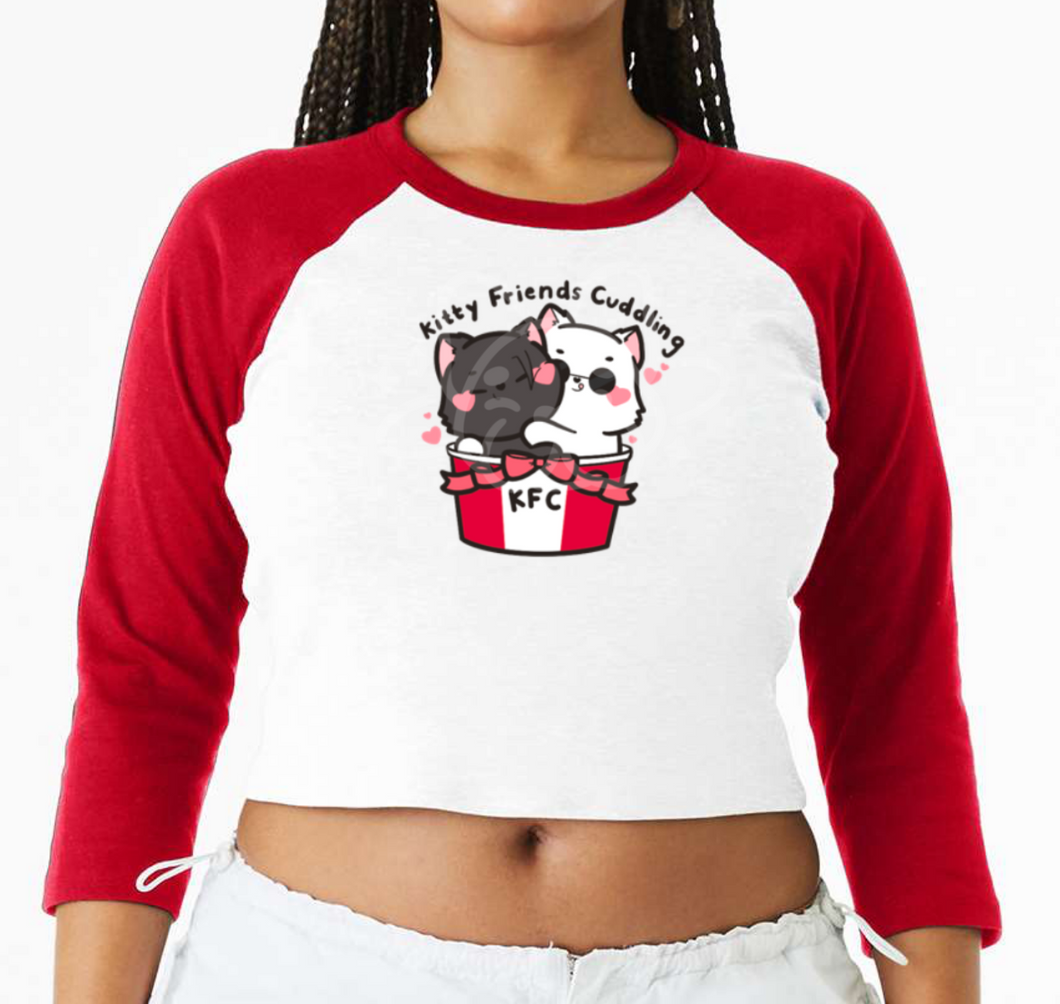 Kitty Friends Cuddling Raglan 3/4 Sleeves Graphic Apparel PREORDER