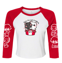 Load image into Gallery viewer, Kitty Friends Cuddling Raglan 3/4 Sleeves Graphic Apparel PREORDER
