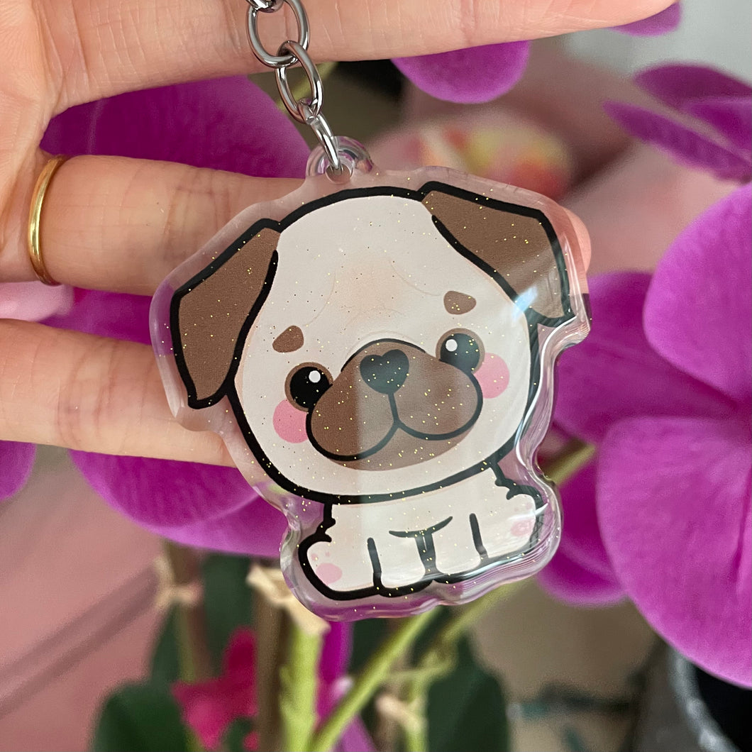 Pug Dog Acrylic Pet Keychain