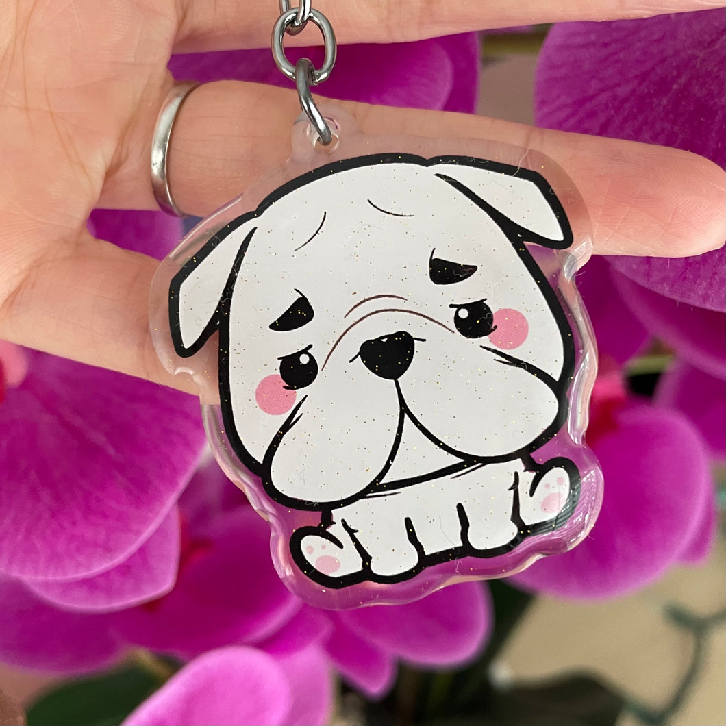 English Bulldog Dog Acrylic Pet Keychain