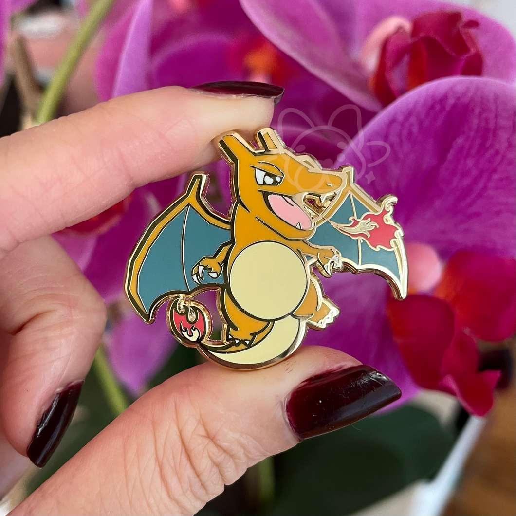 Fire Dragon 6 Gold Plated Hard Enamel Pin