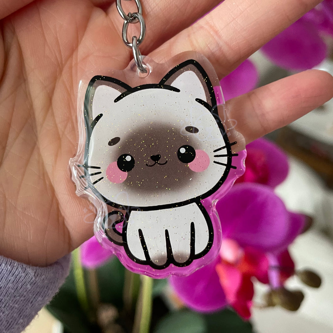 Siamese Cat Acrylic Pet Keychain