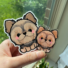 Load image into Gallery viewer, Yorkshire Terrier Yorkie Keychain + Sticker Bundle
