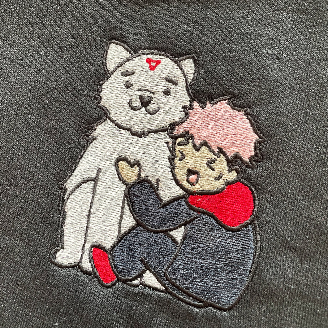 Dog + Pink boy Chibi Handmade Embroidered Graphic Apparel