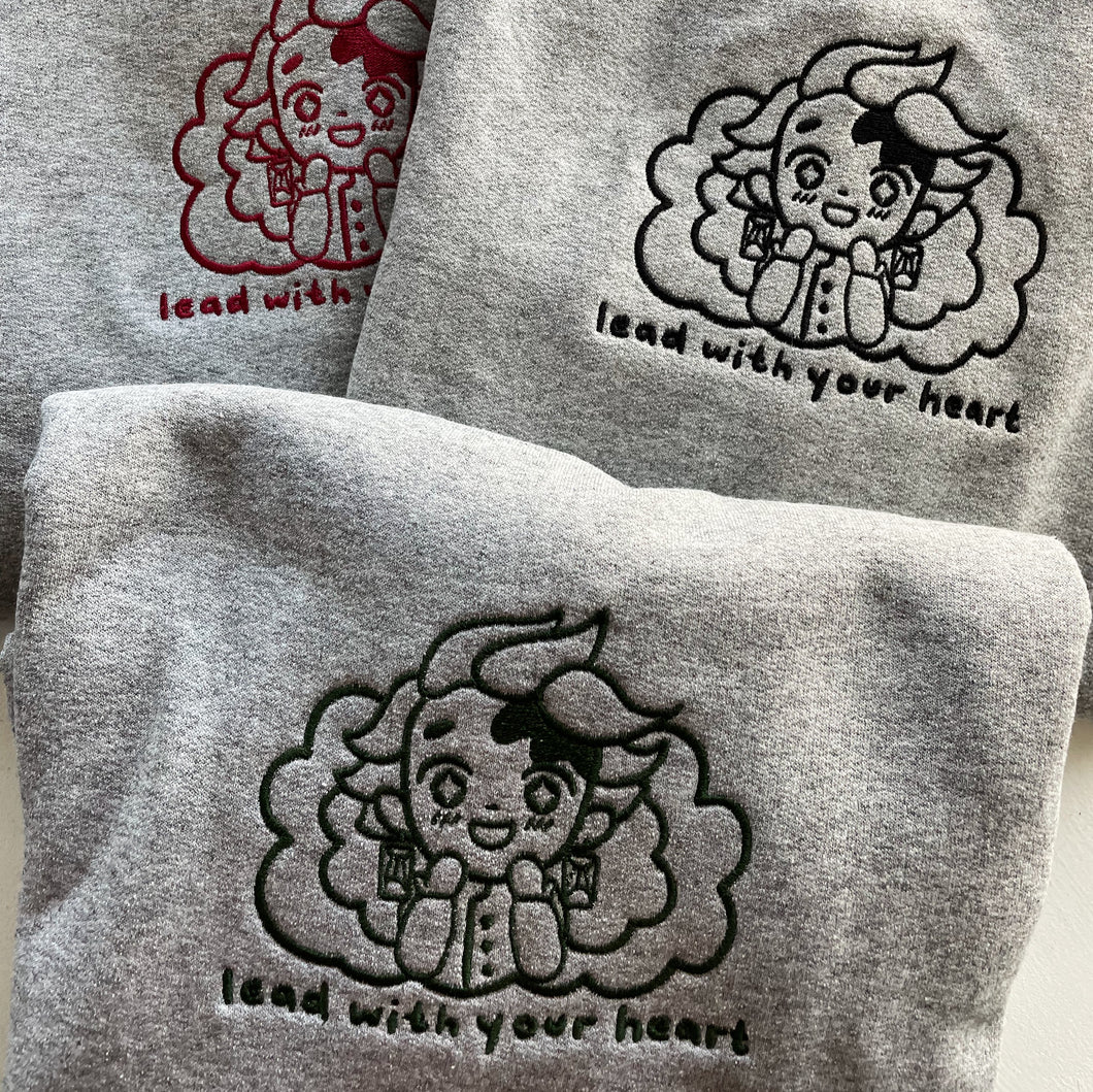 Lead with Your Heart Handmade Embroidered Graphic Apparel