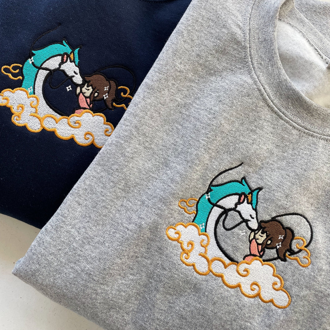 Dragon and Girl Soulmates Chibi Handmade Embroidered Graphic Apparel