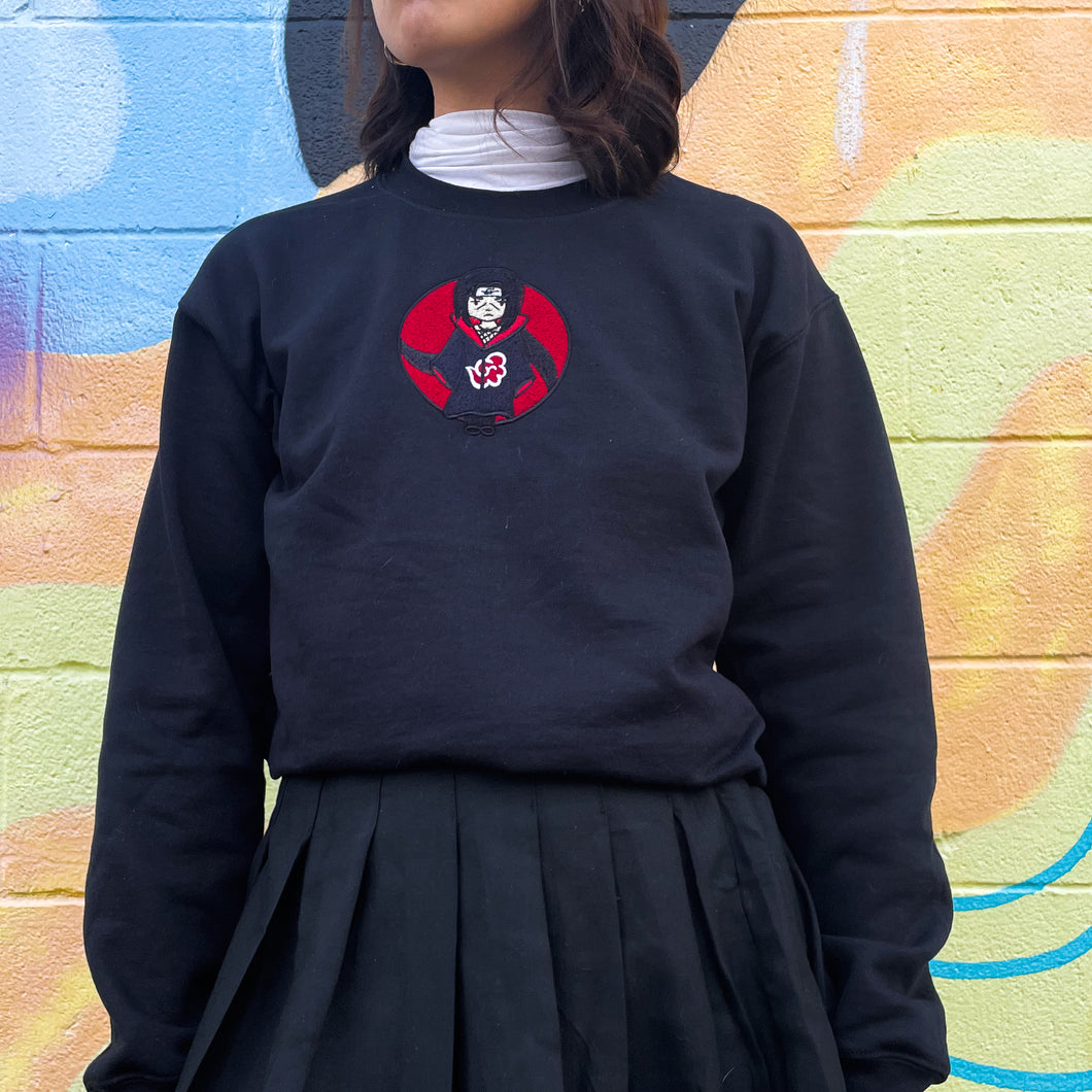 Red Cloud Crow Brother Black Hand Embroidered Graphic Crewneck Sweatshirt