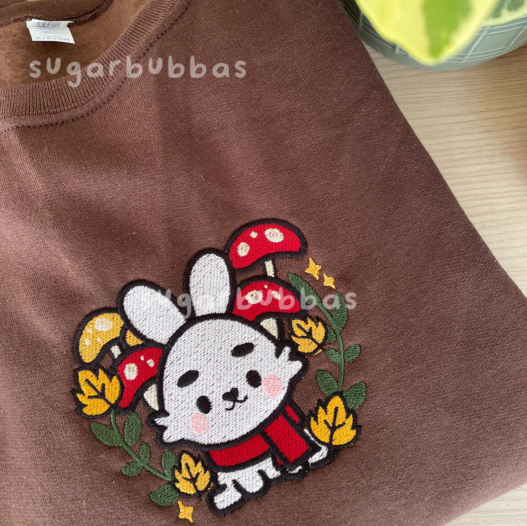 Mushroom Bunny Embroidered Graphic Apparel